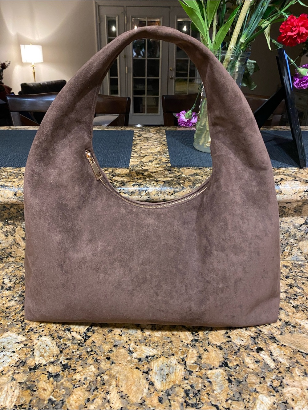 a new day Brown Suede Shoulder Hobo Bag